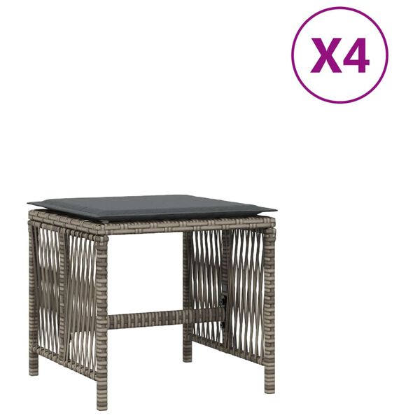 vidaXL Garden Stool Set of 4 Grey