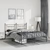 vidaXL Bed Frame Black Powder-coated steel King Bed Frame Rectangular