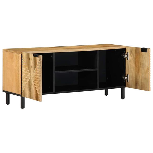 vidaXL TV Cabinet Brown Solid Mango Wood, Metal, Engineered Wood Medium