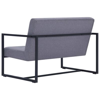 vidaXL 2-Seater Sofa with Armrests Light Gray Steel and Fabric