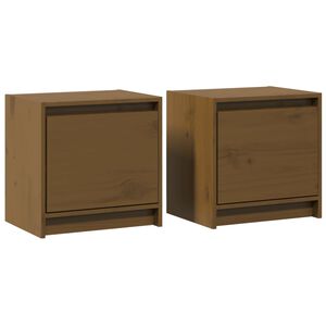 vidaXL Bedside Cabinet Set of 2 Honey brown Solid pinewood Small