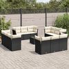 vidaXL Garden Sofa Set Black, Cream White