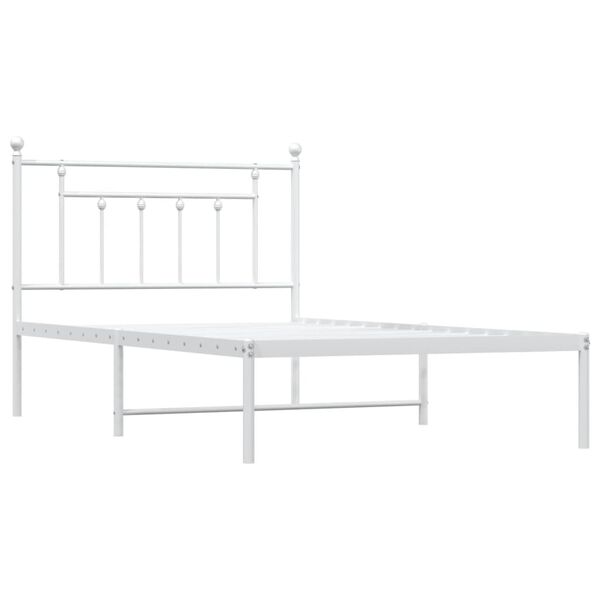 vidaXL Bed Frame White Powder-Coated Steel Twin Bed Frame Rectangular