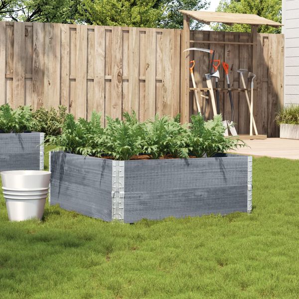 vidaXL Garden Planter Grey Solid Pine Wood Large Foldable Planter