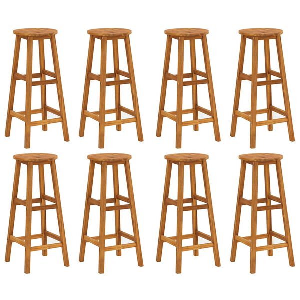 vidaXL Bar Stool Set of 8 Natural wood Solid Acacia wood Standard