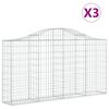 vidaXL Gabion Basket Set of 3 Silver Galvanized Iron Large