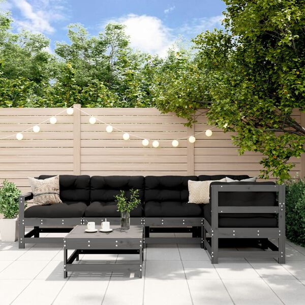 vidaXL Garden Lounge Set Grey Solid pine wood, plywood Medium Modular