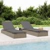 vidaXL Sunbed Grey PE Rattan Large Adjustable Armrests
