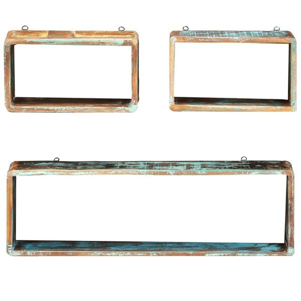 vidaXL Wall Cube Shelf Multicolor Solid reclaimed wood Small and large