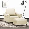 vidaXL Sofa Chair with Footstool Cream 23.6" Faux Leather