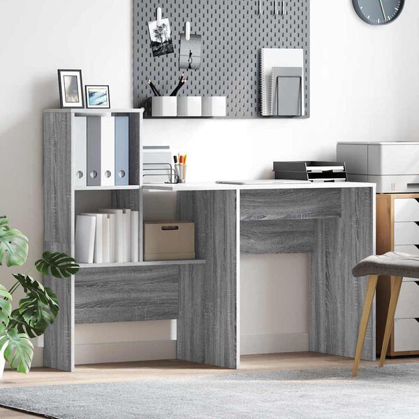 vidaXL Desk Grey Sonoma 51.77 x 19.69 x 41.93 in Engineered Wood