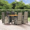 vidaXL Garden Dining Set Grey PE rattan Medium Garden Dining Set