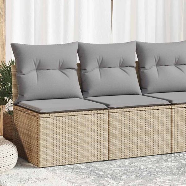vidaXL Garden Sofa Set Beige PE rattan, powder-coated steel, polyester