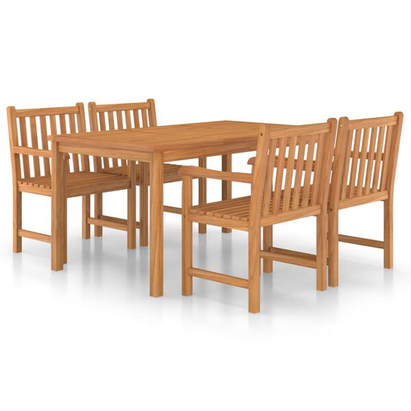 vidaXL Garden Dining Set Warm Teak Brown Solid Teak Wood Medium Durable