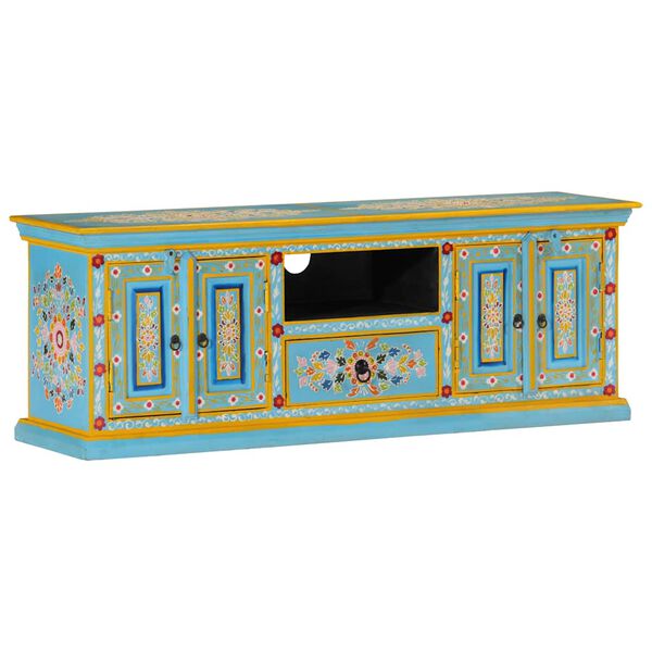 vidaXL TV Cabinet Blue Solid Mango Wood Medium TV Cabinet Rectangular