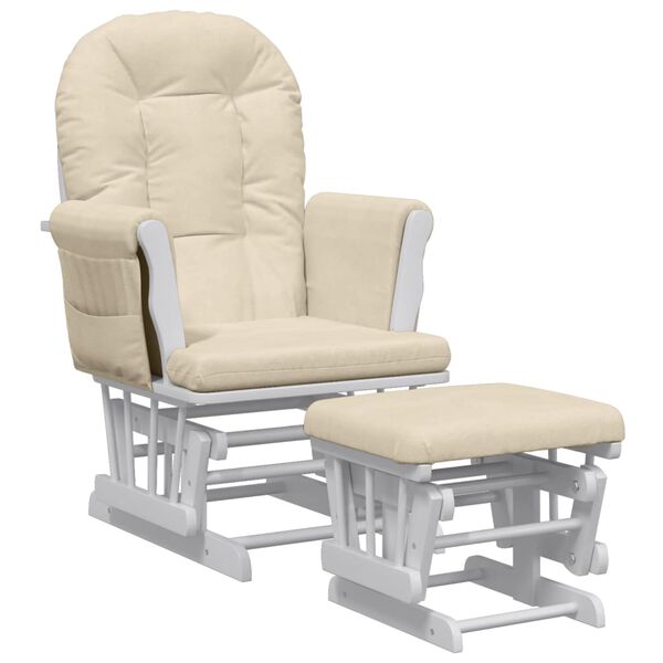 vidaXL Glider Chair With Stool Cream White Fabric (100% polyester)