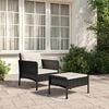 vidaXL Garden Lounge Set Black PE Rattan, Powder-Coated Steel Standard