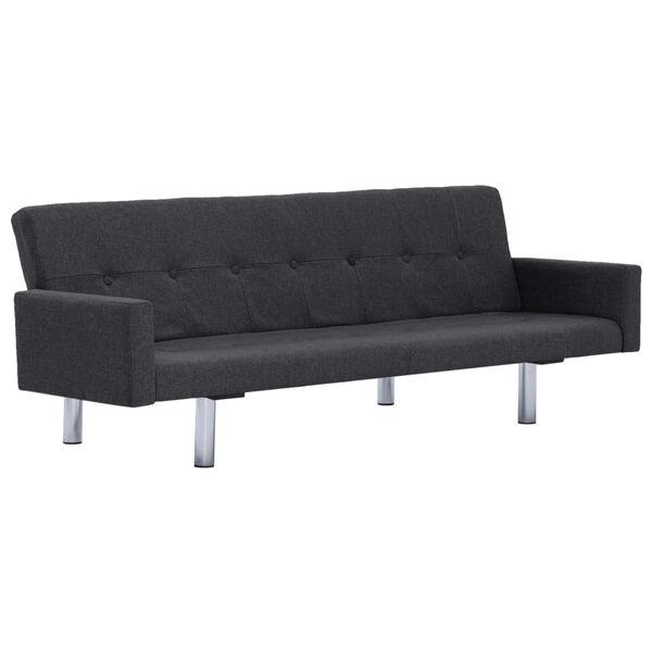 vidaXL Sofa Bed with Armrest Dark Gray Fabric