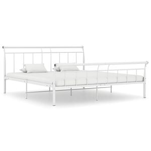 vidaXL Bed Frame White Metal Full Durable Bed Frame Rectangular
