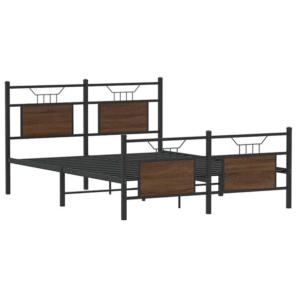vidaXL Bed Frame Smoked oak Engineered wood and steel Full Bed Frame