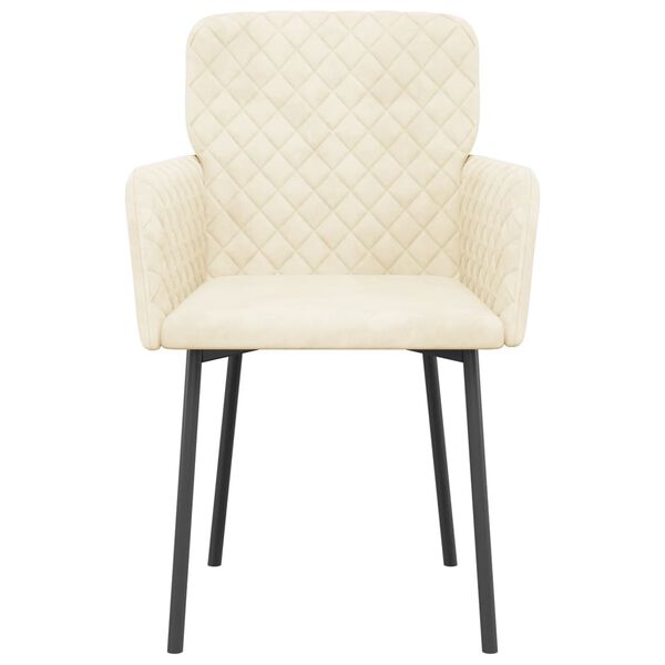 vidaXL Dining Chair Set of 2 Cream Velvet (100% polyester), metal, plywood