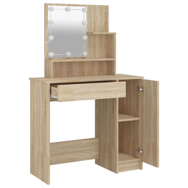 vidaXL Dressing Table Sonoma oak Engineered wood, acrylic Dressing Table