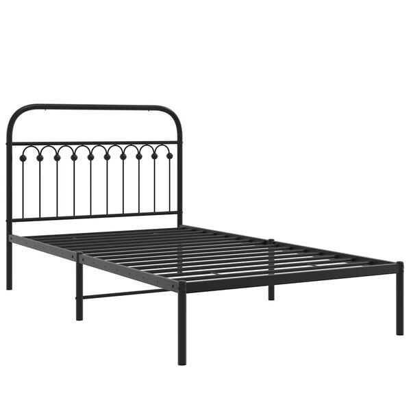 vidaXL Bed Frame Black Steel Twin Bed Frame Rectangular Twin Bed