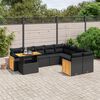vidaXL 10 Piece Patio Sofa Set with Cushions Black Poly Rattan