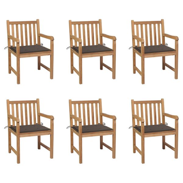 vidaXL Patio Chair Set of 6 Taupe and natural wood