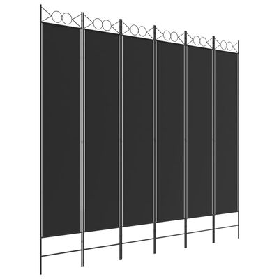 vidaXL 6-Panel Room Divider Black 94.5"x86.6" Fabric