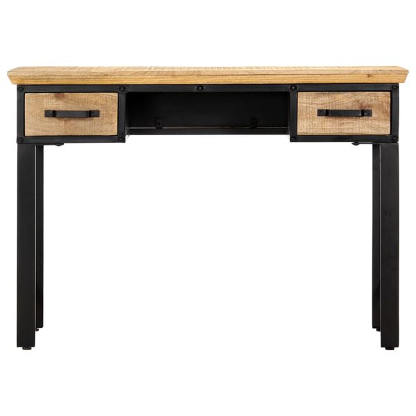 vidaXL Writing Table Natural and Black Solid Mango Wood, Engineered Wood