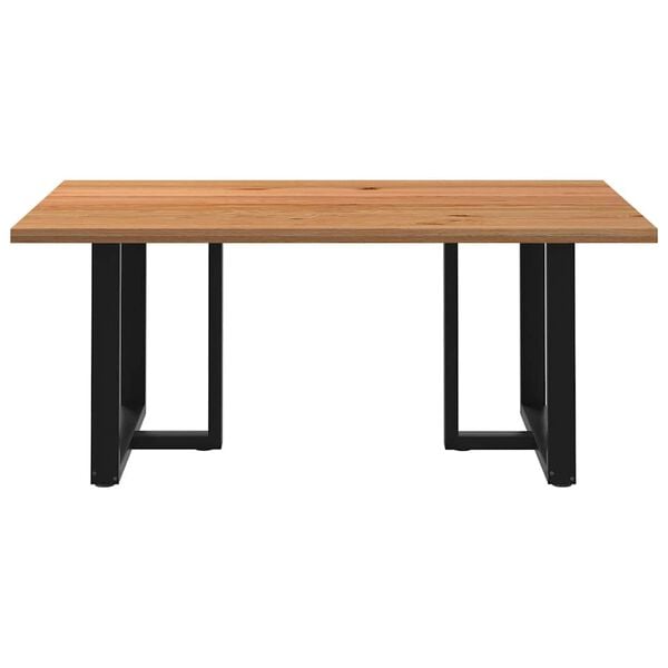 vidaXL Dining Table Light brown, Black Solid oak wood, Powder-coated steel