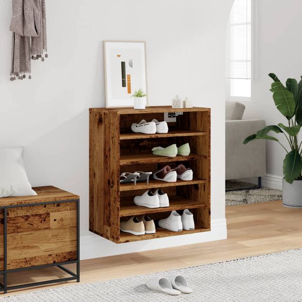 vidaXL Shoe Cabinet Old Wood Engineered Wood Medium Shoe Cabinet