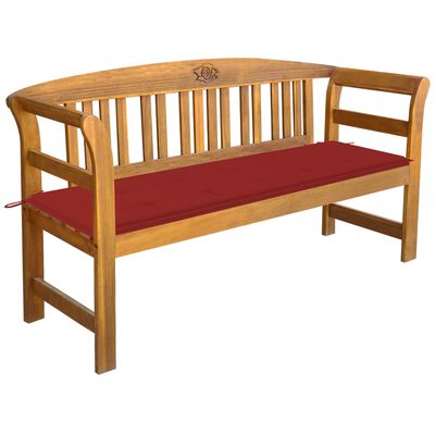 vidaXL Patio Bench with Cushion 61.8" Solid Acacia Wood