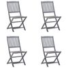 vidaXL Outdoor Chair Set of 4 Grey Wash Solid Acacia wood Standard