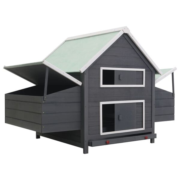vidaXL Chicken Coop Grey and white Pinewood, plywood