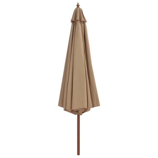 vidaXL Umbrella Taupe Polyester, bamboo, and hardwood Large