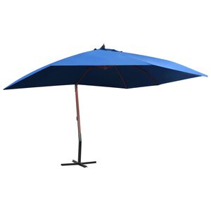 vidaXL Garden Parasol Blue Polyester, Bamboo, Firwood 157.5 x 118.1 in