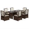 vidaXL 7 Piece Patio Dining Set with Cushions Brown Poly Rattan
