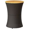 vidaXL Garden Side Table Black PE rattan, powder-coated steel, acacia wood