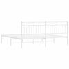 vidaXL Bed Frame White Powder-Coated Steel King Bed Frame Rectangular