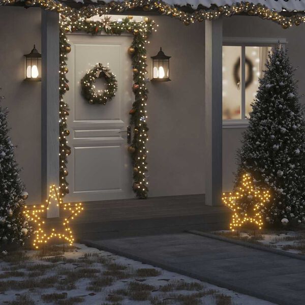 vidaXL Christmas Light Decoration Warm white, Black Iron 23.6 in