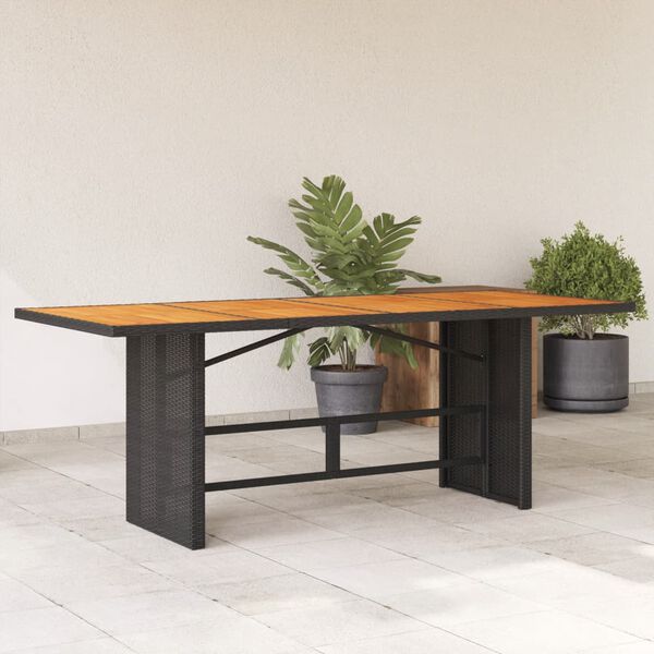 vidaXL Garden Table Black PE Rattan Large UV-resistant materials
