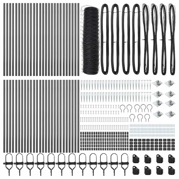 vidaXL Fence Post Grey 328.08 x 1.31 ft (1.97 in mesh) Steel and PVC