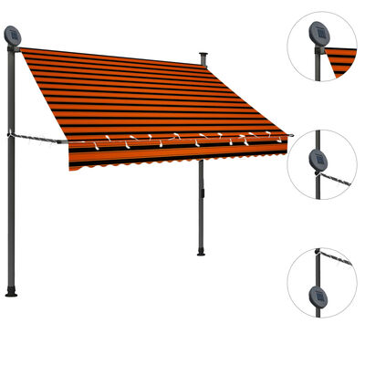 vidaXL Manual Retractable Awning with LED 78.7" Orange and Brown
