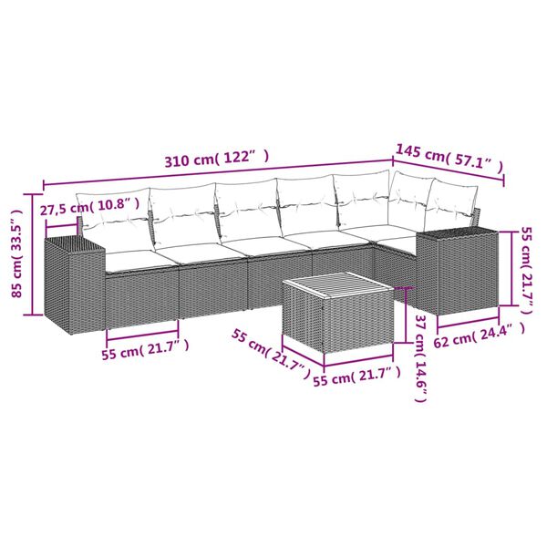 vidaXL Garden Sofa Set Gray