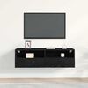 vidaXL TV Wall Cabinet Wall-mounted Black Oak 39.37 x 11.81 x 11.81 in