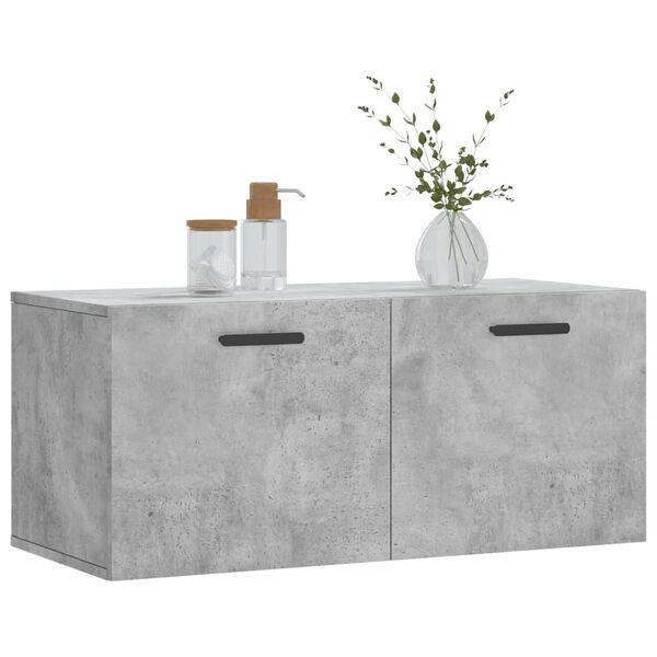 vidaXL Wall Cabinet Concrete Grey Engineered Wood 31.5x14.4x13.8 in