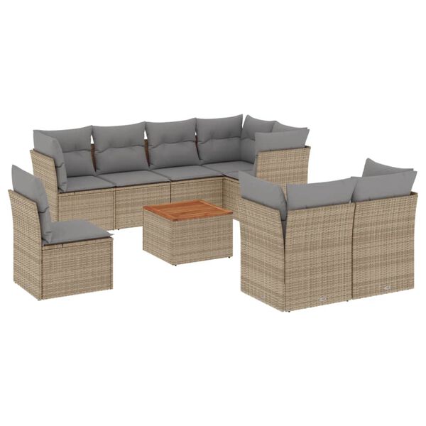 vidaXL Garden Sofa Set Mix Beige PE Rattan 9-Piece Modular