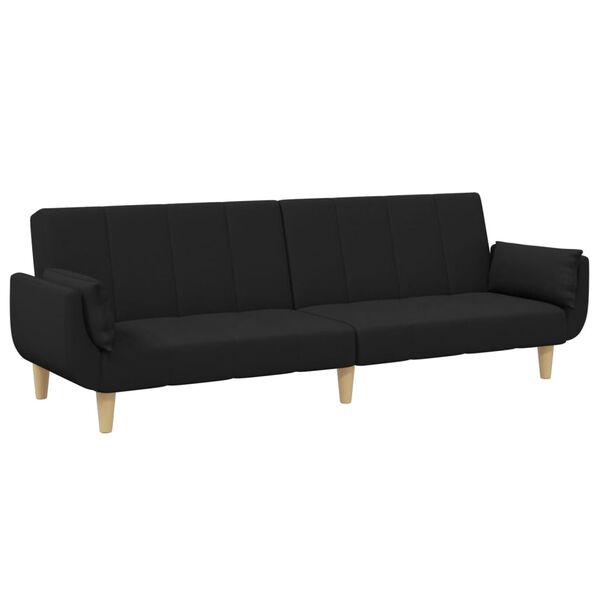 vidaXL Sofa Bed Black Polyester, Wood, Foam, Plastic 2-Seater